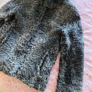 Slate Classy Gray Fur Jacket